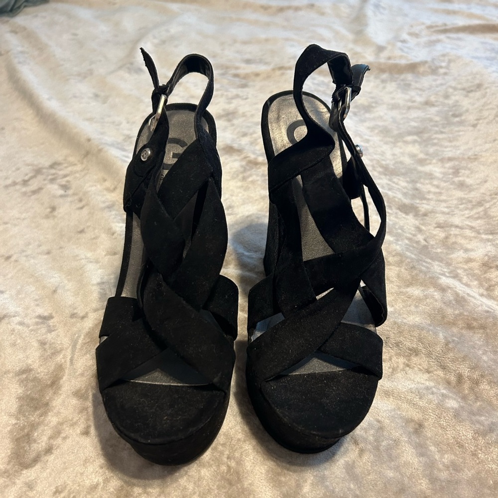 Suede Black Wedges *Never Worn